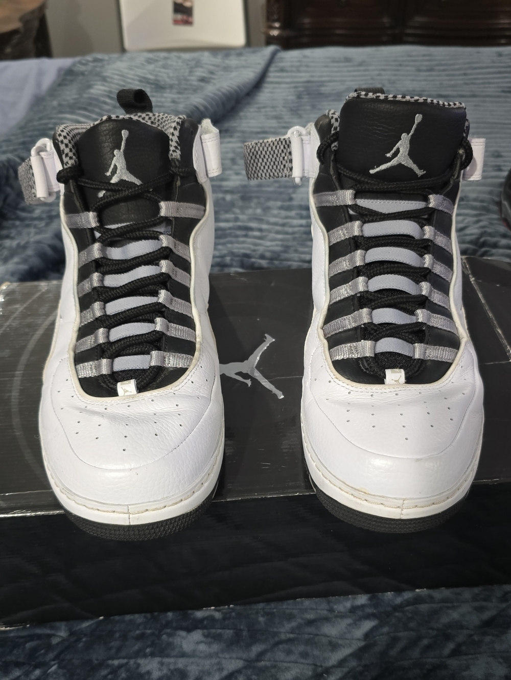 Jordan White & Black High-Top Basketball Sneakers